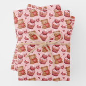 Bears and Cupcakes Valentines Wrapping Paper ラッピングペーパーシート (インサイチュ)