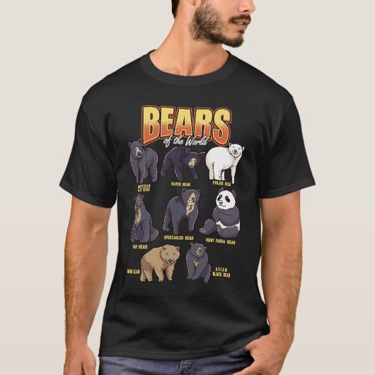 Bears Animals of the World Wildlife Zoo Animal Bea Tシャツ (正面)