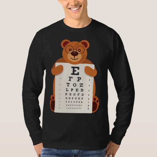 Bears Baby Bear Holding Eye Chart Artistic Opticia Tシャツ (正面)