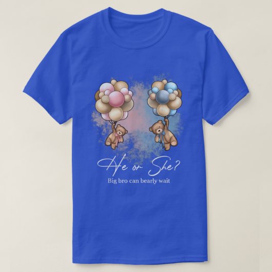 Bears Balloons Big Bro Can Bearly Wait Gender Reve Tシャツ (デザイン正面)