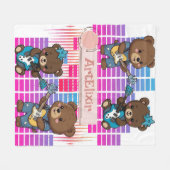 Bears Creating Music フリースブランケット (正面(横))