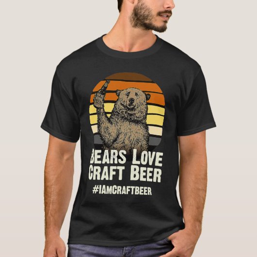 Bears Love Craft Beer Camping Grizzly Pride Tシャツ (正面)