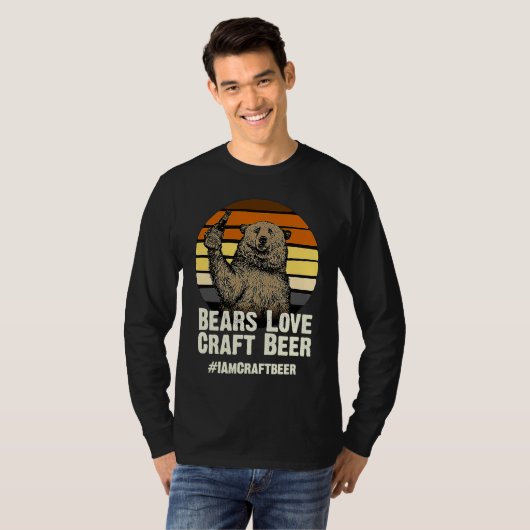 Bears Love Craft Beer Camping Grizzly Pride Tシャツ (正面フル)
