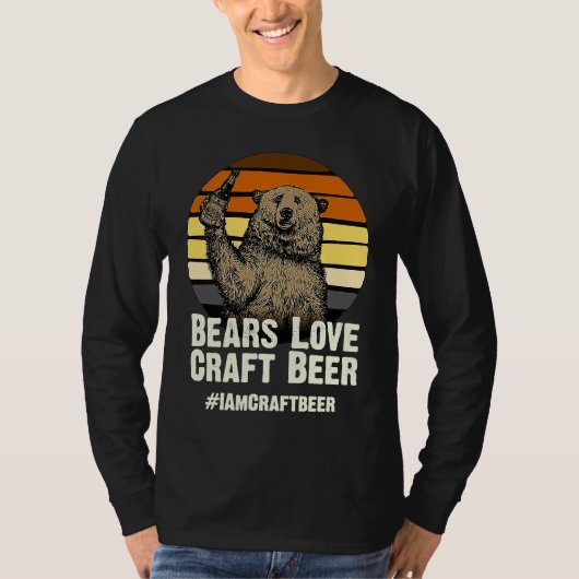 Bears Love Craft Beer Camping Grizzly Pride Tシャツ (正面)