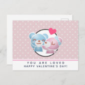 Bears on キスをする水玉模様バレンタインデー ポストカード (正面/裏面)