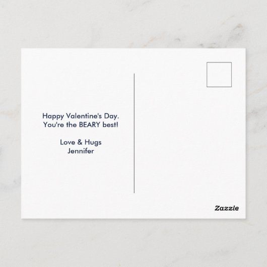 Bears on キスをする水玉模様バレンタインデー ポストカード (裏面)