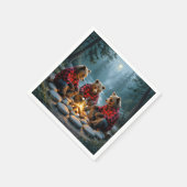 Bears Roasting Marshmallows スタンダードカクテルナプキン (角)