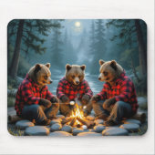 Bears Roasting Marshmallows at a Campfire マウスパッド (正面)