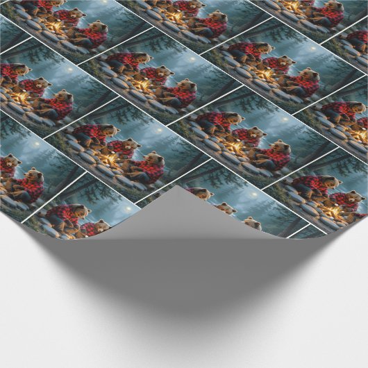 Bears Roasting Marshmallows Over a Campfire ラッピングペーパー (角)