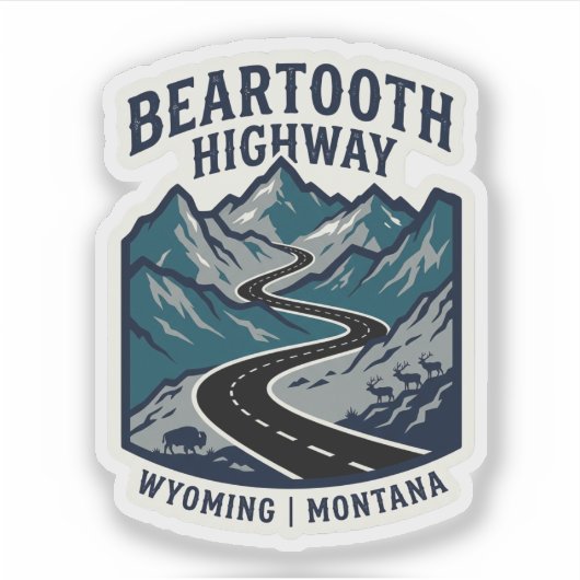 Beartooth Highway Custom-Cut Vinyl Sticker シール (正面)