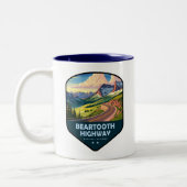 Beartooth Highway Montana Wyoming Shield ツートーンマグカップ (左)