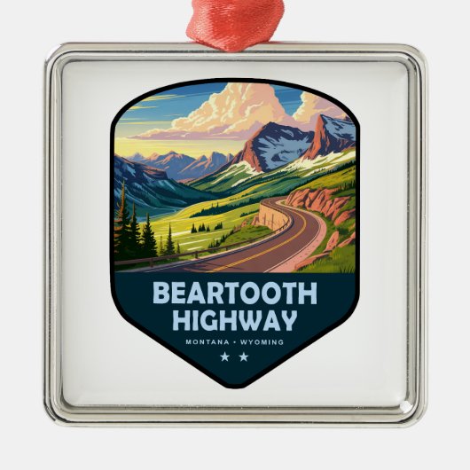 Beartooth Highway Montana Wyoming Shield メタルオーナメント (正面)