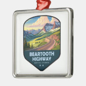 Beartooth Highway Montana Wyoming Shield メタルオーナメント (左)