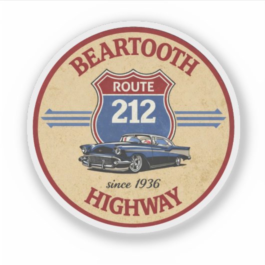 Beartooth Highway Route 212 classic car gifts シール (正面)