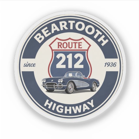Beartooth Highway Route 212 classic car gifts シール (正面)