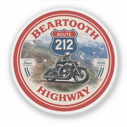 Beartooth Highway Route 212 motorcycle gifts シール (正面)