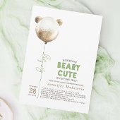 Bearyかわいい金ゴールドバルーンテディベア赤ちゃんシャワー 招待状