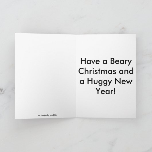 "BearyのクリスマスおよびHuggyの新年を過して下さい! シーズンカード (内部)