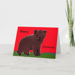 Bearyのクリスマスの挨拶状の小熊 シーズンカード