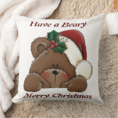 Bearyのメリークリスマスの枕格子縞を持って下さい クッション (ブランケット)