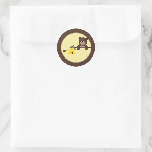 Bearyの甘いくま及び蜂の封筒用シールのステッカー ラウンドシール (バッグ)