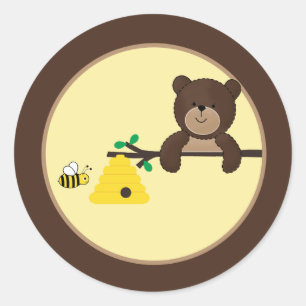 Bearyの甘いくま及び蜂の封筒用シールのステッカー ラウンドシール