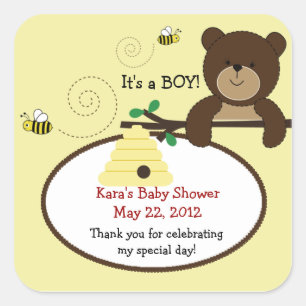 Bearyの甘いくま及び蜂の正方形の好意のステッカー スクエアシール