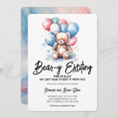 Bearyエキサイティングなクマの気球ジェンダーが明らかにする 招待状 (正面/裏面)
