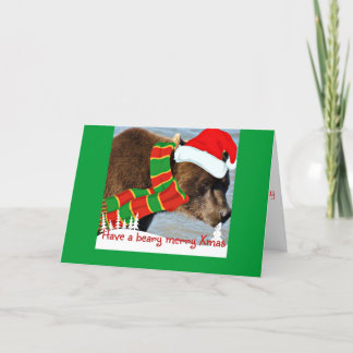 Bearyメリーなサンタくまの休日の挨拶状 シーズンカード