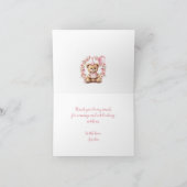 Beary 1stバースデーピンクローズテディベア サンキューカード (内部)