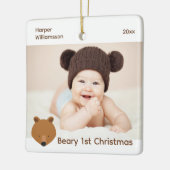 Beary 1stフォトベビー初めてのクリスマス セラミックオーナメント (左)