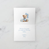 Beary 1st誕生日ブルーナンバーブルーズテディベア サンキューカード (内部)