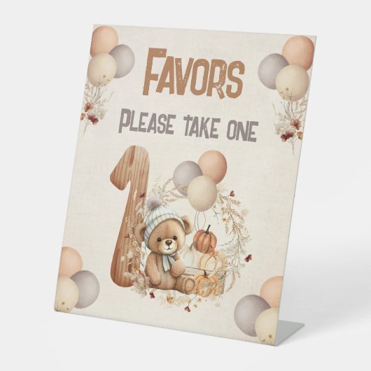 Beary 1st誕生日秋パンプキンズテディベア 台座サイン (正面)