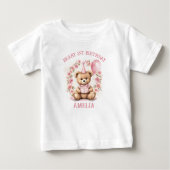 Beary 1st Birthday Bear Girl PinkベビーTシャツ ベビーTシャツ (正面)