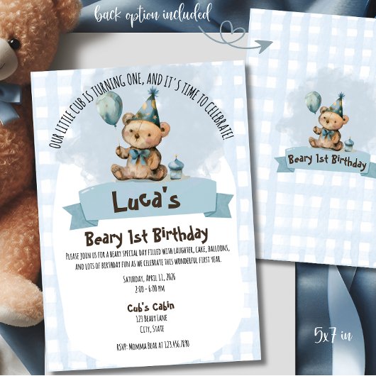 Beary 1st Birthday Invitation 招待状