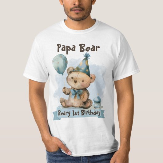 Beary 1st Birthday - Papa Bear T-shirt Tシャツ (正面)
