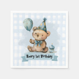 Beary 1st Birthday Party Napkins スタンダードカクテルナプキン