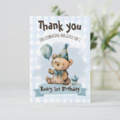 Beary 1st Birthday Thank You Card サンキューカード (スタンド正面)