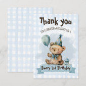 Beary 1st Birthday Thank You Card サンキューカード (正面/裏面)