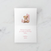 Beary 1th誕生日ピンクの番号バルーンTeddyベア サンキューカード (内部)