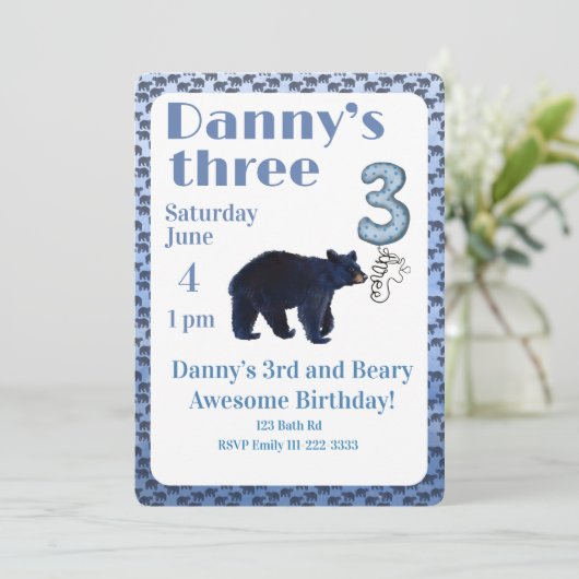 Beary Awesome 3rd Birthday Invitation 招待状 (スタンド正面)