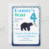 Beary Awesome 4th Birthday Invitation 招待状 (正面)