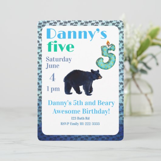 Beary Awesome 5th Birthday Invitation 招待状 (スタンド正面)