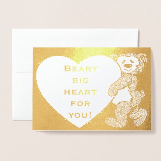 Beary Bigハートfor You Bear Valentine's Day 箔カード (封筒付き正面)