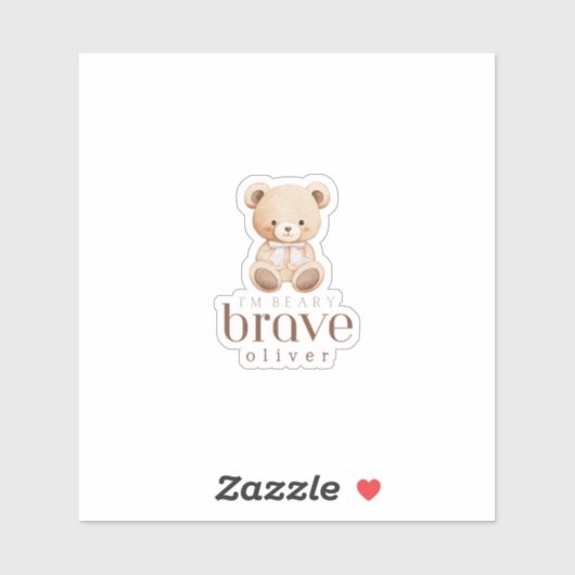 beary brave childhood cancer sick kids custom name シール (シート)