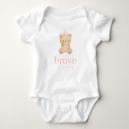 beary brave childhood cancer sick kids custom name ベビーボディスーツ