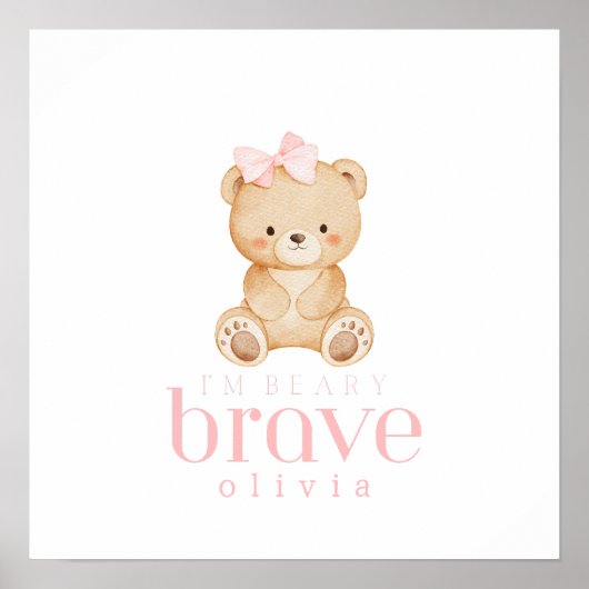 beary brave childhood cancer sick kids custom name ポスター (正面)
