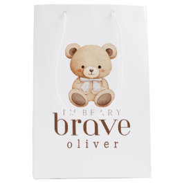 beary brave childhood cancer sick kids custom name ミディアムペーパーバッグ