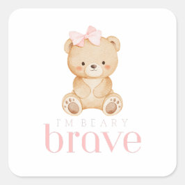 beary brave childhood cancer sick kids cute スクエアシール
