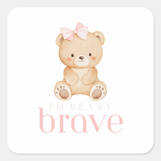 beary brave childhood cancer sick kids cute スクエアシール (正面)